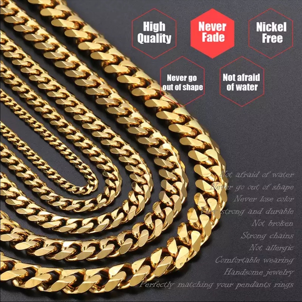 New 7mm stainless steel Gold tone Chain - Picture 3 of 4